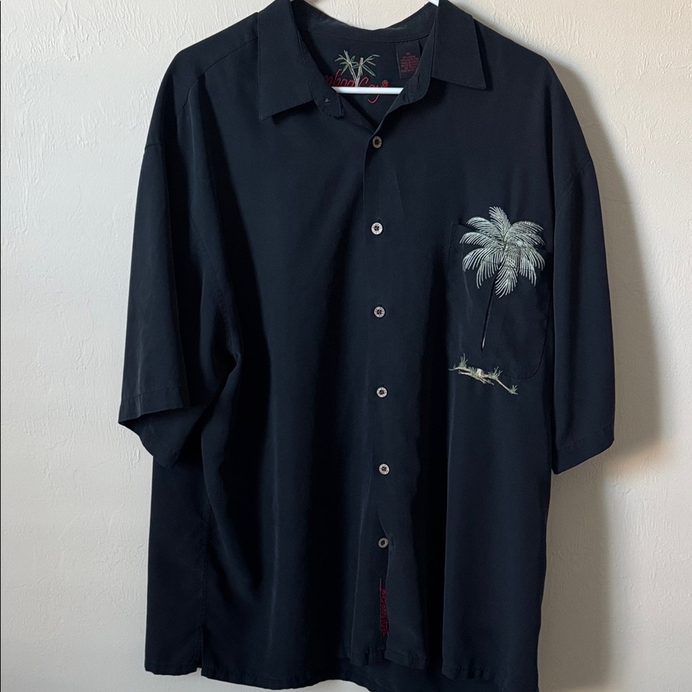 Men's Black Shirt with Palm Tree Design